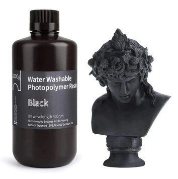 Фотополімерна смола ELEGOO Water Washable Resin "Black" (Чорна) 1кг 2100000022694 фото