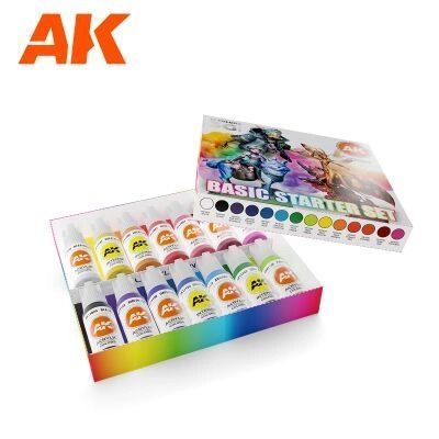 Набір акрилових фарб Базовий Стартовий (Basic Starter Set) 14 шт. AK-Interactive 2100000023431 фото