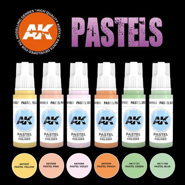 Набір акрилових фарб Пастельні кольори (Pastels Colors Set) 6 шт. AK-Interactive 2100000023592 фото
