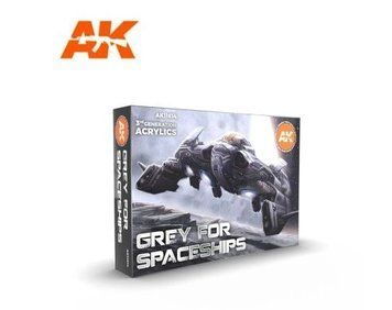Набір акрилових фарб Сірий для космічних кораблів (Grey For Spaceships Set) 6 шт. AK-Interactive 2100000023912 фото