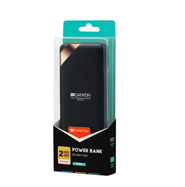 Powerbank Canyon 20000mAh Black (CNE-CPBP20B) 5291485006181 фото